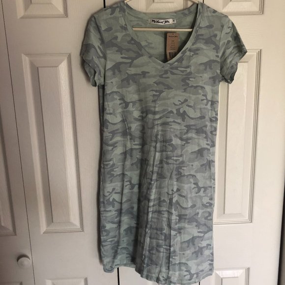 Camo Print Dress T-Shirt Dress Michael Stars - Picture 1 of 4